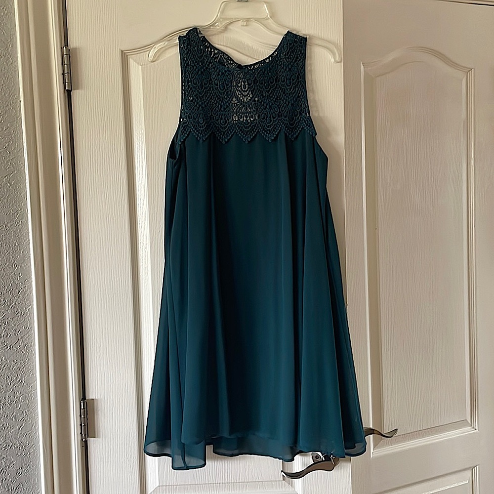 Altar’d State size medium, emerald green dress. Worn once to a wedding.